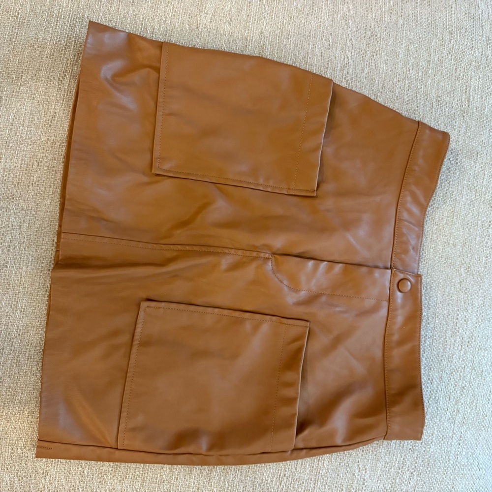 BB Dakota Tan Leather Skirt